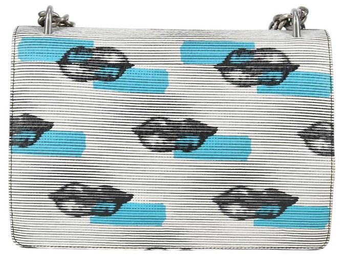 PRADA Borsa a Spalla con Catena in Pelle Blu Argento Auth KD283M - vista 2
