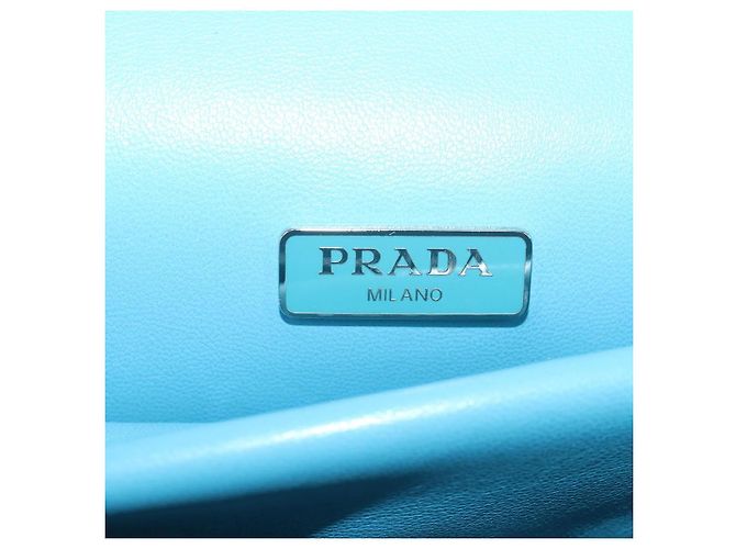 PRADA Borsa a Spalla con Catena in Pelle Blu Argento Auth KD283M - vista 22