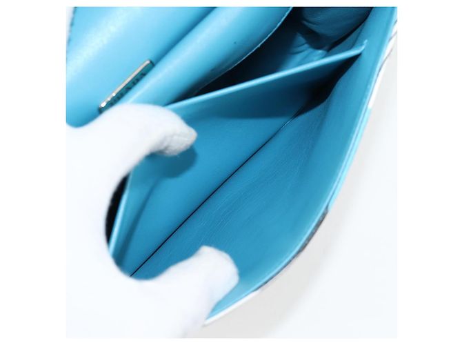 PRADA Borsa a Spalla con Catena in Pelle Blu Argento Auth KD283M - vista 27