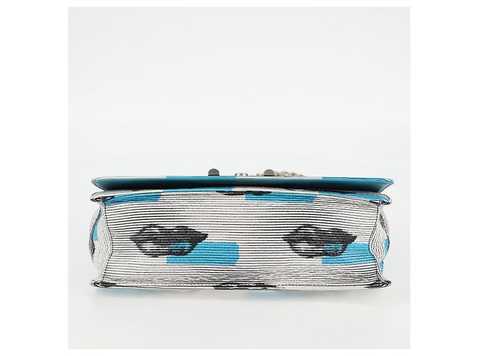 PRADA Borsa a Spalla con Catena in Pelle Blu Argento Auth KD283M - vista 5