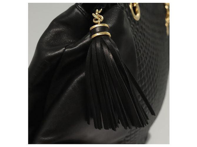 BALLY Borsa a Spalla in Pelle Nera e Oro Auth 118003 Nero D'oro - vista 10