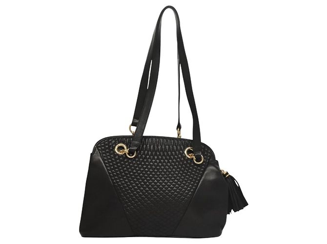 BALLY Borsa a Spalla in Pelle Nera e Oro Auth 118003 Nero D'oro - vista 2