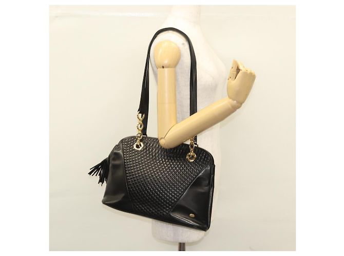 BALLY Borsa a Spalla in Pelle Nera e Oro Auth 118003 Nero D'oro - vista 22