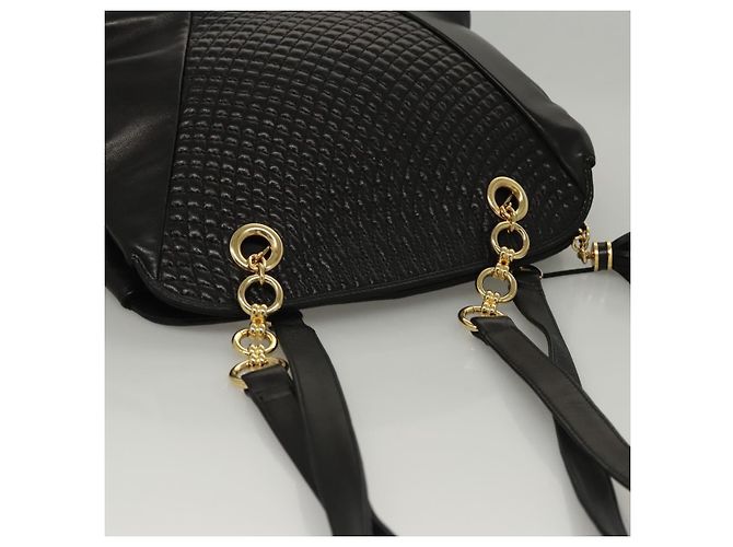 BALLY Borsa a Spalla in Pelle Nera e Oro Auth 118003 Nero D'oro - vista 6