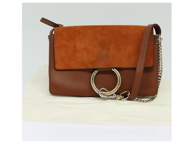 Chloé Borsa a Spalla Chloe Fay in Pelle Scamosciata Arancione Oro Auth sw537 D'oro - vista 12