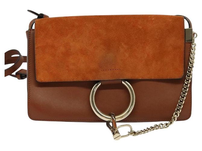 Chloé Borsa a Spalla Chloe Fay in Pelle Scamosciata Arancione Oro Auth sw537 D'oro - vista 13