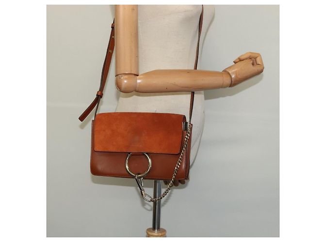 Chloé Borsa a Spalla Chloe Fay in Pelle Scamosciata Arancione Oro Auth sw537 D'oro - vista 25