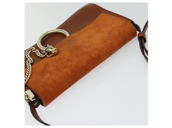 Chloé Borsa a Spalla Chloe Fay in Pelle Scamosciata Arancione Oro Auth sw537 D'oro - vista 6
