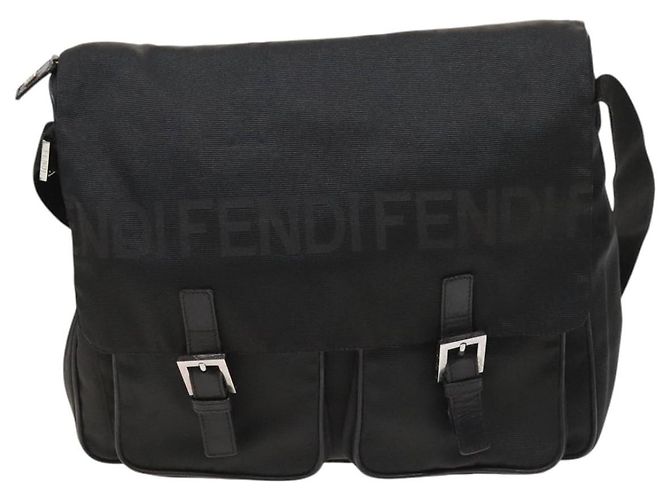 FENDI Schultertasche aus schwarzem Nylon mit Silber authentisch bs24965 - Ansicht 13