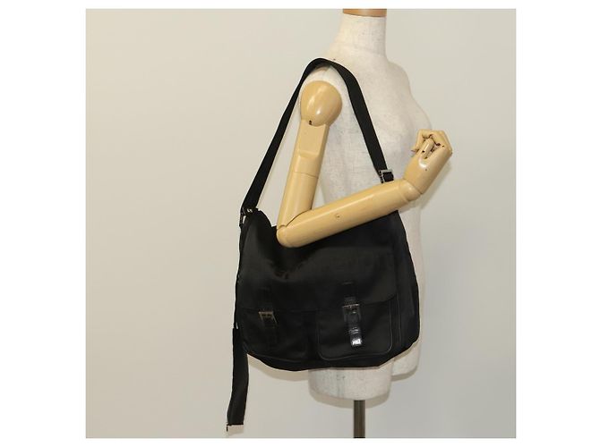FENDI Schultertasche aus schwarzem Nylon mit Silber authentisch bs24965 - Ansicht 26