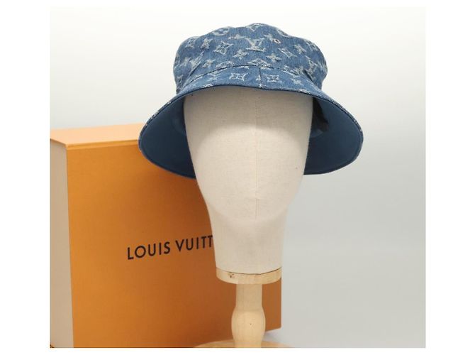 LOUIS VUITTON Cappello bucket in denim Monogram Blu M78772 LV Auth ki5688 - vista 12