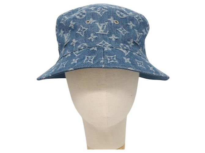 LOUIS VUITTON Cappello bucket in denim Monogram Blu M78772 LV Auth ki5688 - vista 13
