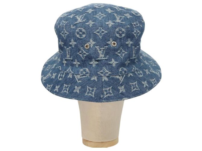 LOUIS VUITTON Cappello bucket in denim Monogram Blu M78772 LV Auth ki5688 - vista 2