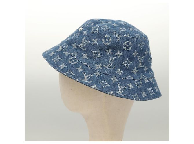 LOUIS VUITTON Cappello bucket in denim Monogram Blu M78772 LV Auth ki5688 - vista 3