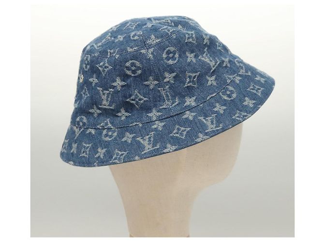 LOUIS VUITTON Cappello bucket in denim Monogram Blu M78772 LV Auth ki5688 - vista 4