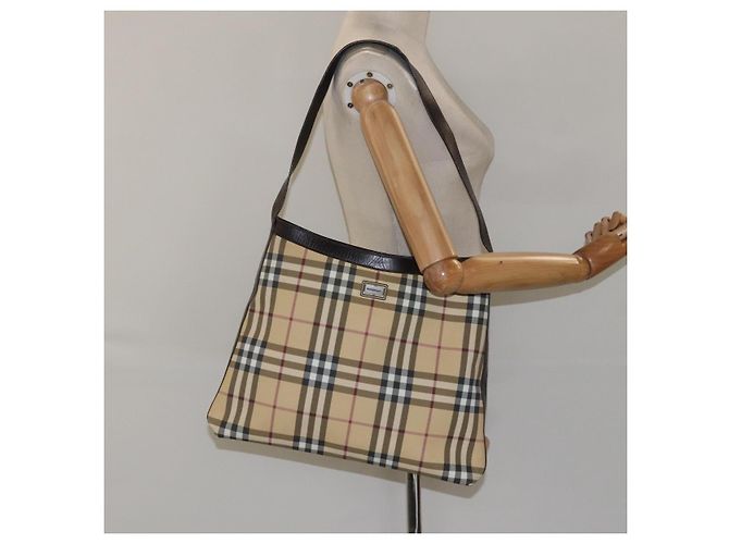 Borsa a Spalla Burberry Nova Check PVC Beige Auth 116514 - vista 20