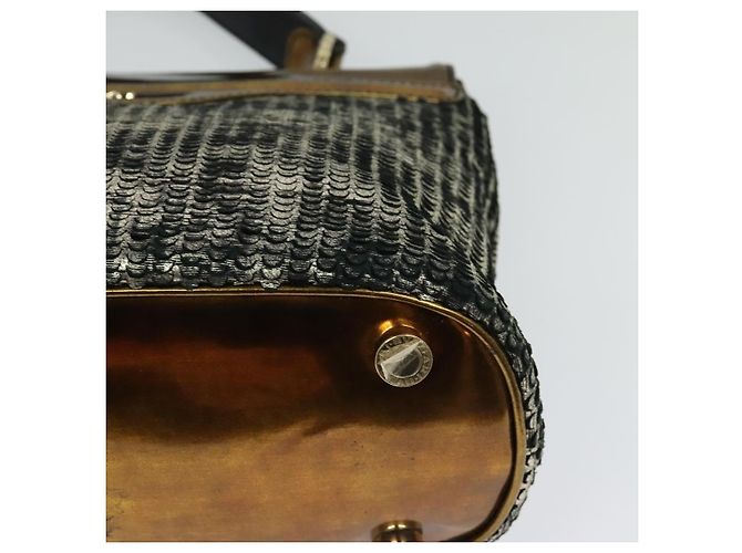 Bulgari BVLGARI Leoni Bolsa de Mão de Couro 2em1 Ouro Auth sw547 Dourado - vista 16