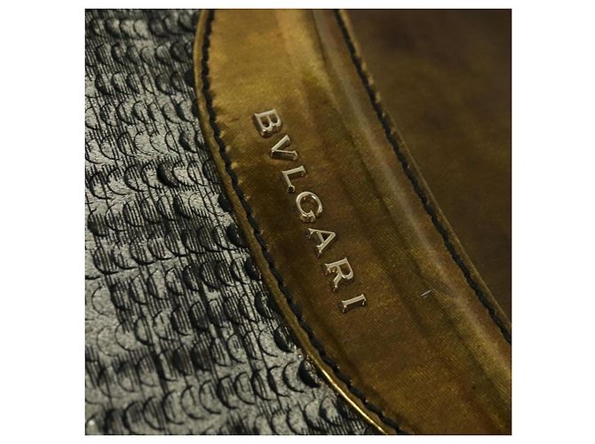 Bulgari BVLGARI Leoni Bolsa de Mão de Couro 2em1 Ouro Auth sw547 Dourado - vista 17