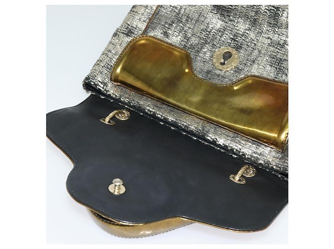 Bulgari BVLGARI Leoni Bolsa de Mão de Couro 2em1 Ouro Auth sw547 Dourado - vista 19