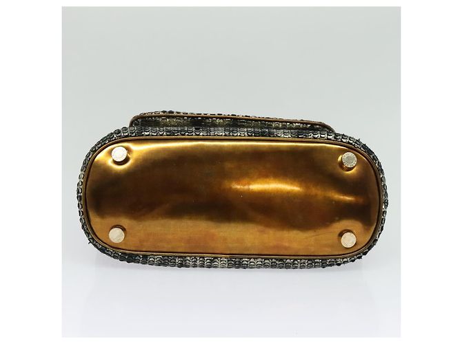 Bulgari BVLGARI Leoni Bolsa de Mão de Couro 2em1 Ouro Auth sw547 Dourado - vista 5