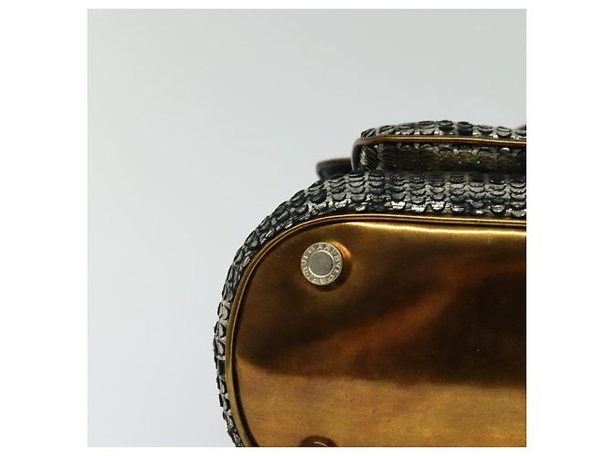 Bulgari BVLGARI Leoni Bolsa de Mão de Couro 2em1 Ouro Auth sw547 Dourado - vista 9