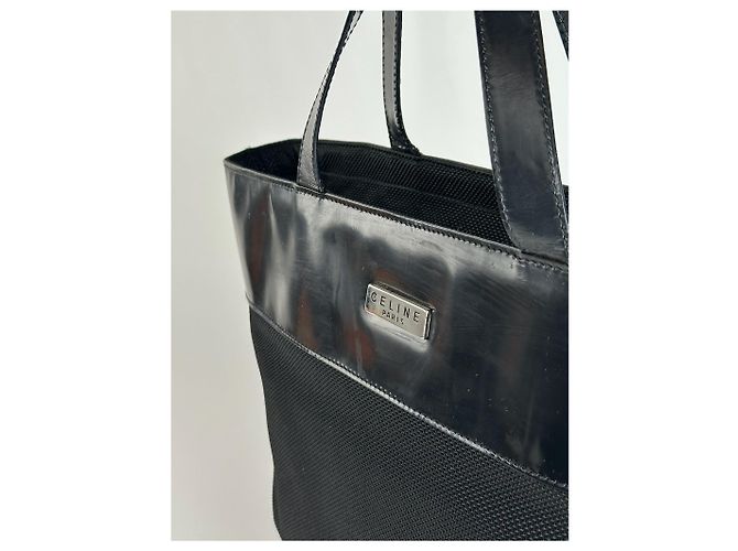 Céline Vintage Celine Canvas Lackleder Tasche schwarz - Ansicht 10