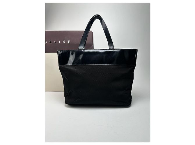 Céline Vintage Celine Canvas Lackleder Tasche schwarz - Ansicht 2