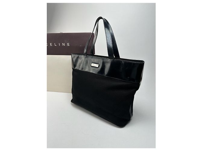 Céline Vintage Celine Canvas Lackleder Tasche schwarz - Ansicht 3