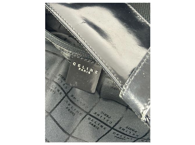 Céline Vintage Celine Canvas Lackleder Tasche schwarz - Ansicht 6