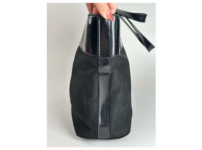 Céline Vintage Celine Canvas Lackleder Tasche schwarz - Ansicht 9
