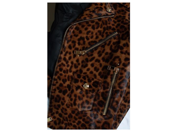 Versace, Ponyskin leopard biker jacket FW24 Brown - view 7