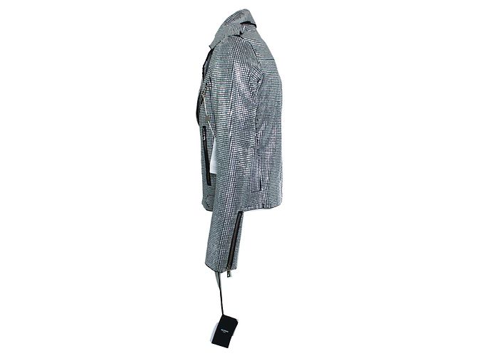 Balmain, Crystal embellished biker jacket Black Silvery - view 4