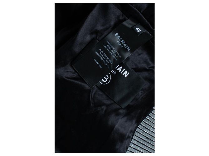 Balmain, Crystal embellished biker jacket Black Silvery - view 9
