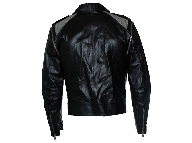 Céline, Lederjacke mit Metallnetz Schwarz - Ansicht 2
