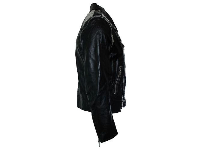 Céline, Lederjacke mit Metallnetz Schwarz - Ansicht 3