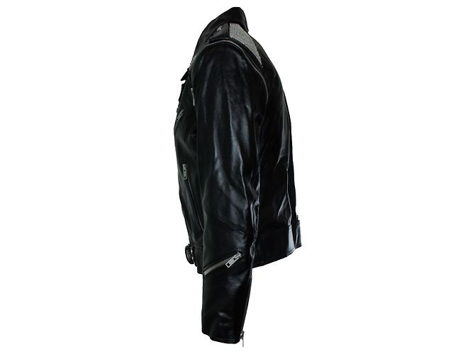 Céline, Lederjacke mit Metallnetz Schwarz - Ansicht 4