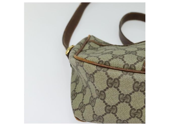 Borsa a spalla GUCCI GG Supreme Web Sherry Line in PVC pelle beige oro Auth fm4588 D'oro - vista 10