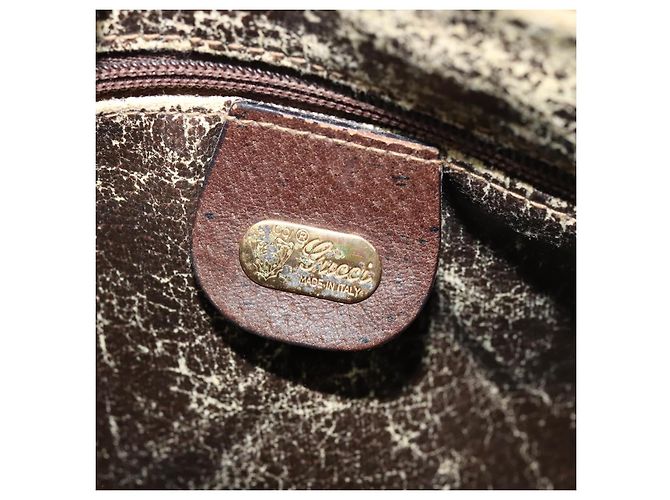 Borsa a spalla GUCCI GG Supreme Web Sherry Line in PVC pelle beige oro Auth fm4588 D'oro - vista 13