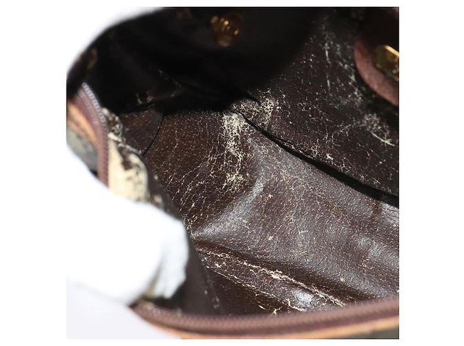 Borsa a spalla GUCCI GG Supreme Web Sherry Line in PVC pelle beige oro Auth fm4588 D'oro - vista 15