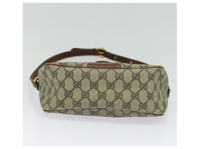 Borsa a spalla GUCCI GG Supreme Web Sherry Line in PVC pelle beige oro Auth fm4588 D'oro - vista 3