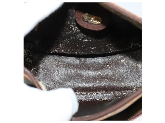 Borsa a spalla GUCCI GG Supreme Web Sherry Line in PVC pelle beige oro Auth fm4588 D'oro - vista 6