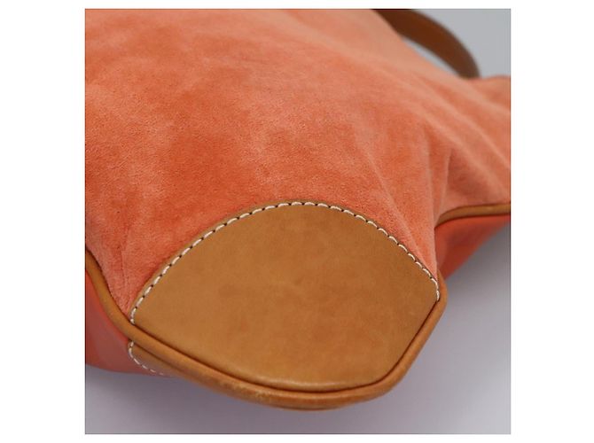 Bolsa de Ombro Burberry em Couro Suede Laranja Auth ti3004 - vista 10