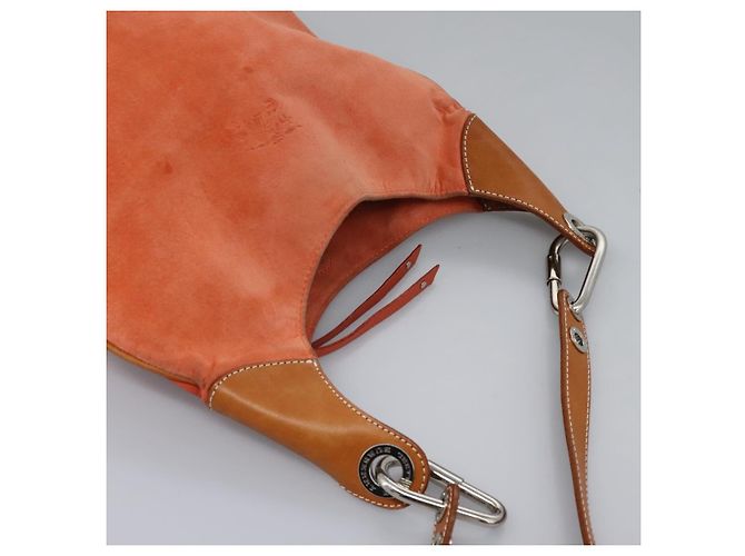 Bolsa de Ombro Burberry em Couro Suede Laranja Auth ti3004 - vista 4