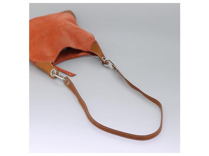 Bolsa de Ombro Burberry em Couro Suede Laranja Auth ti3004 - vista 5