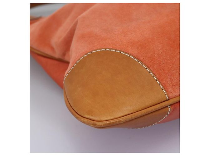 Bolsa de Ombro Burberry em Couro Suede Laranja Auth ti3004 - vista 7