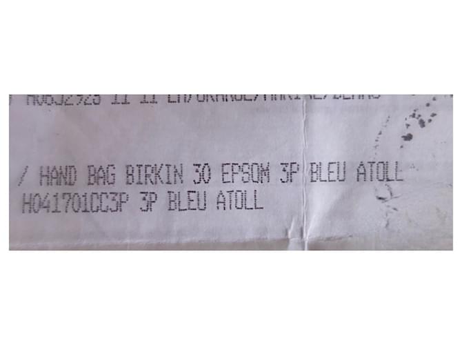 Hermès Borsa Hermes Birkin 30 blu atoll - vista 12