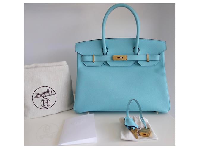 Hermès Borsa Hermes Birkin 30 blu atoll - vista 2
