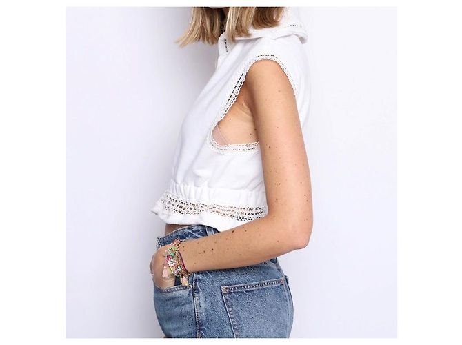 Camiseta sin mangas de algodón blanca Chanel Blanco - vista 10