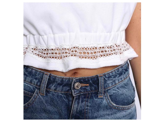 Camiseta sin mangas de algodón blanca Chanel Blanco - vista 12