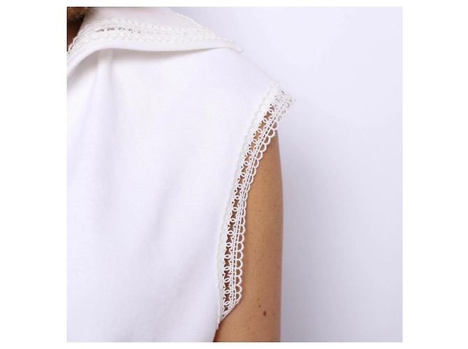 Camiseta sin mangas de algodón blanca Chanel Blanco - vista 13